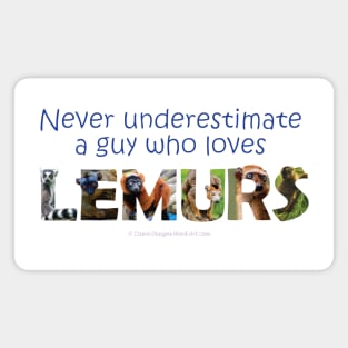 Never underestimate a guy who loves lemurs - wildlife oil painting word art Magnet